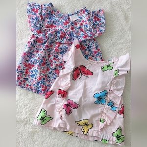 Wonder Nation Cute Red/White/Blue Floral & Pink Butterfly Blouse. Size 12 M